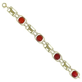 Vintage Cartier 14k Carnelian Scottish Terrier Dog Bracelet