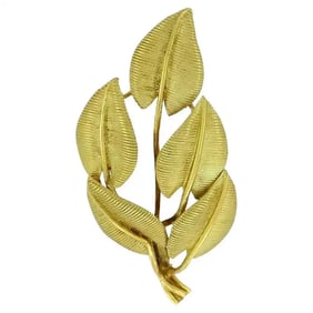 Vintage Tiffany & Co. 18k Gold Italian Leaf Pin Brooch