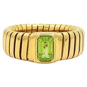 Bvlgari Tubogas 18k Gold Ring Peridot