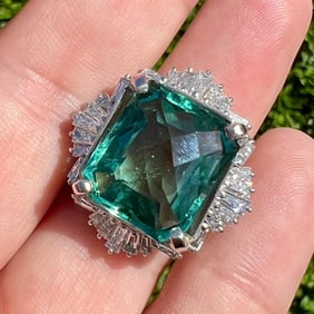 Platinum Diamond & Quartz Ring
