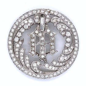 Art Deco Platinum Diamond Pendant/Brooch