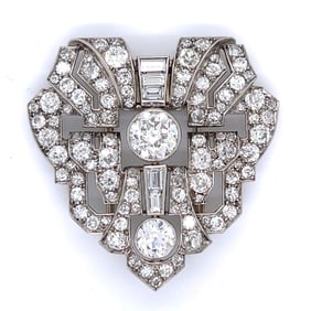 French Art Deco Platinum Diamond Brooch