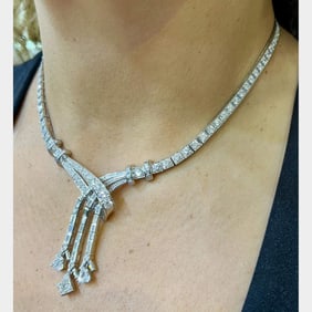 Art Deco Platinum 19.00 Ct. Diamond Necklace