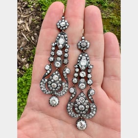 18K Yellow Gold & Silver Top 14.30 Ct. Diamond Earrings