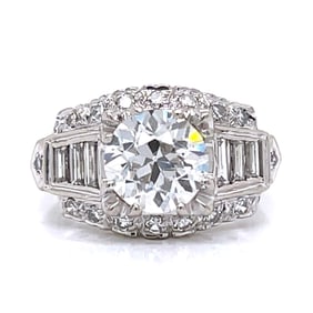 Art Deco 14K White Gold GIA Certified 2.14 Ct. Diamond Ring