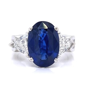 Platinum GIA Certified 6.67 Ct. Sapphire & Diamond Ring