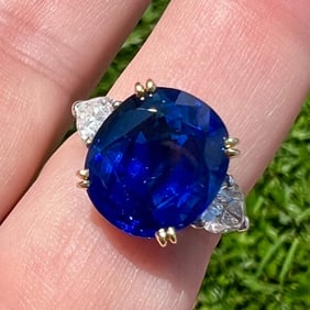 Platinum & 18K AGL Certified Ceylon Sapphire & Diamond Ring
