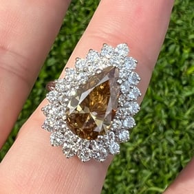 14K White Gold 3.01 Ct. Orange-Brown Diamond Ring