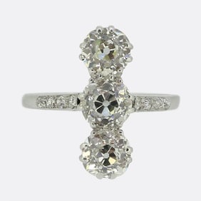 Art Deco Diamond Vertical Three Stone Ring