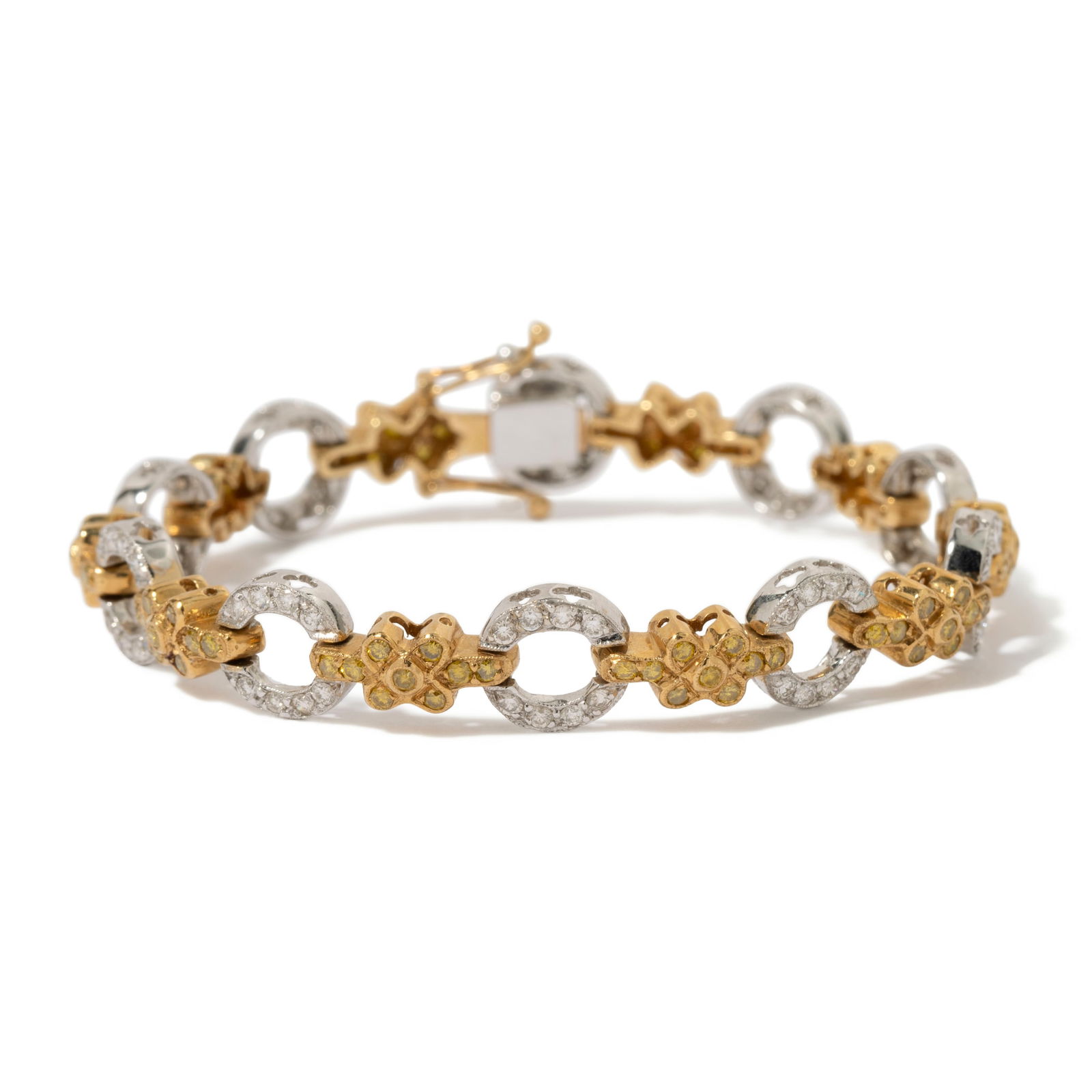 18K YELLOW & WHITE  DIAMOND BRACELET (1 of 2)