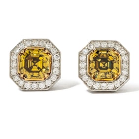 18K YELLOW & WHITE  DIAMOND EARRINGS