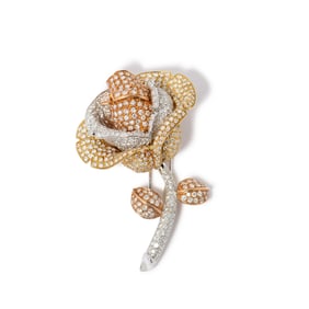 18K TRI COLOR GOLD  DIAMOND PIN