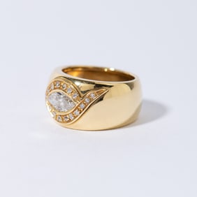 18K YELLOW GOLD ITALIAN DIAMOND RING
