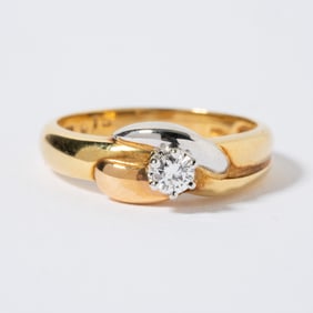 18K YELLOW & WHITE ITALIAN DIAMOND RING