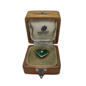 Vintage Russian Imperial Era Rose Gold Diamond Enamel Heart  Pendant.