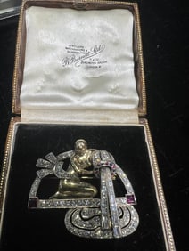 Art Deco Original box. 3ct rubies Broach