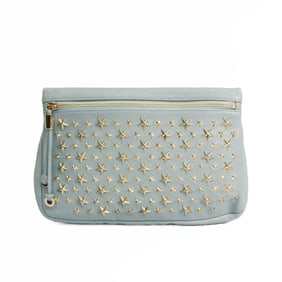 Jimmy Choo ZENA Women's Leather Clutch Bag Light Blue