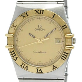 Polished OMEGA Constellation 18K Gold Steel Quartz Mens Watch 1410.10 BF581261