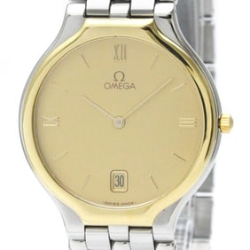 Polished OMEGA De Ville K18 Gold Steel Quartz Mens Watch 196.0316 BF567495