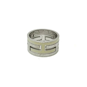 Hermes Move H Silver 925 Casual Band Ring Off-white,Silver