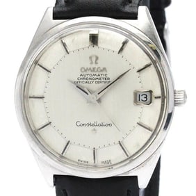 Vintage OMEGA Constellation Steel Leather Automatic Mens Watch 168.025