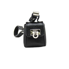 Salvatore Ferragamo Leather Handbag Charm Black Gancini IX 22-5751