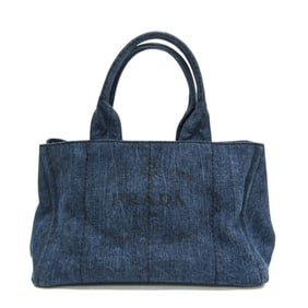 Prada Canapa B1877B Women's Denim Handbag Blue