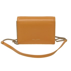 Saint Laurent 635219 Women's Leather Chain/Shoulder Wallet Beige Brown