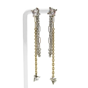 Louis Vuitton Rhinestone Metal Chain Earrings Gold,Silver