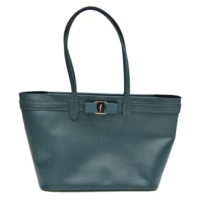 Salvatore Ferragamo Vara AU-21 1082 Women's Leather Tote Bag Green