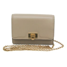 Salvatore Ferragamo Mini AU-22 E073 Women's Leather Shoulder Bag Gray Beige