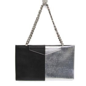 Fendi Chain Women's Leather Tote Bag Black,Silver