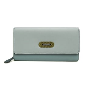 Bottega Veneta Men,Women Leather Long Wallet (bi-fold) Blue,Light Blue Gray