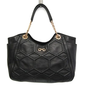 Salvatore Ferragamo Gancini AB-21 C003 Women's Leather Tote Bag Black