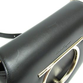Salvatore Ferragamo Gancini AU-21 G998 Women's Leather Shoulder Bag Black