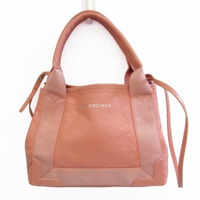 Balenciaga Navy Cabas XS 390346 Women's Canvas,Leather Handbag,Shoulder Bag Light Pink