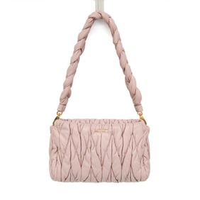 Miu Miu Matelasse 5BC022 Women's Leather Shoulder Bag Pink Beige