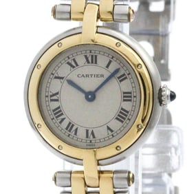 Polished CARTIER Panthere Round 2 Row 18K Gold Steel Ladies Watch BF579994
