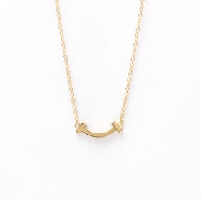Tiffany T Smile Necklace Micro Pink Gold (18K) No Stone Women,Men Fashion Pendant Necklace (Pink