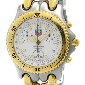 Polished TAG HEUER Sel Chronograph Gold Plated Steel Mens Watch S35.006 BF580415