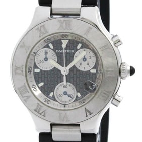 Polished CARTIER Must 21 Chronoscaph Steel Quartz Mens Watch W10125U2 BF576152