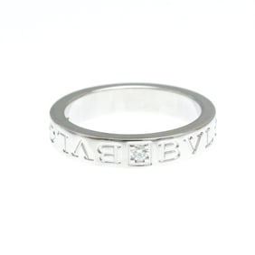 Bvlgari Double Logo Diamond Ring White Gold (18K) Fashion Diamond Band Ring Silver