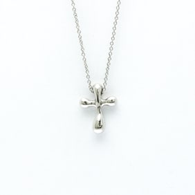 Tiffany Cross Necklace Platinum No Stone Men,Women Fashion Pendant Necklace (Silver)