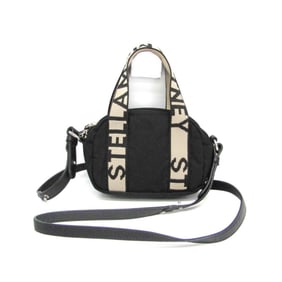 Stella McCartney Logo Small 700127 W8729 Women's Polyester,Nylon Handbag,Shoulder Bag Beige,Black