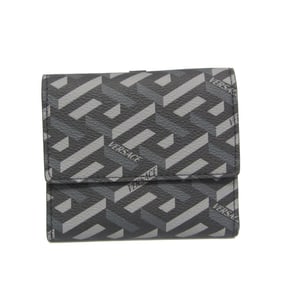 Versace La Greca Women,Men PVC,Leather Wallet (tri-fold) Black,Gray