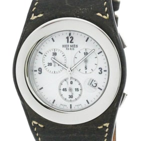 Polished HERMES Harnais Chronograph Steel Quartz Mwns Watch HA4.910 BF575157
