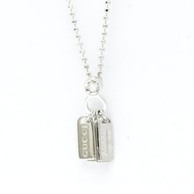 Gucci Plate Diamond Necklace White Gold (18K) Diamond Men,Women Fashion Pendant Necklace (Silver)