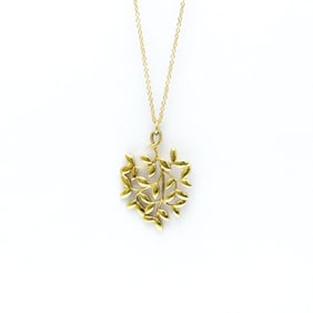 Tiffany Olive Leaf Necklace Yellow Gold (18K) No Stone Men,Women Fashion Pendant Necklace (Gold)