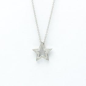 Tiffany Star Diamond Necklace Platinum Diamond Women,Men Fashion Pendant Necklace (Silver)