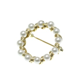 Mikimoto Pearl Brooch Yellow Gold (14K) Pearl Brooch Gold,White